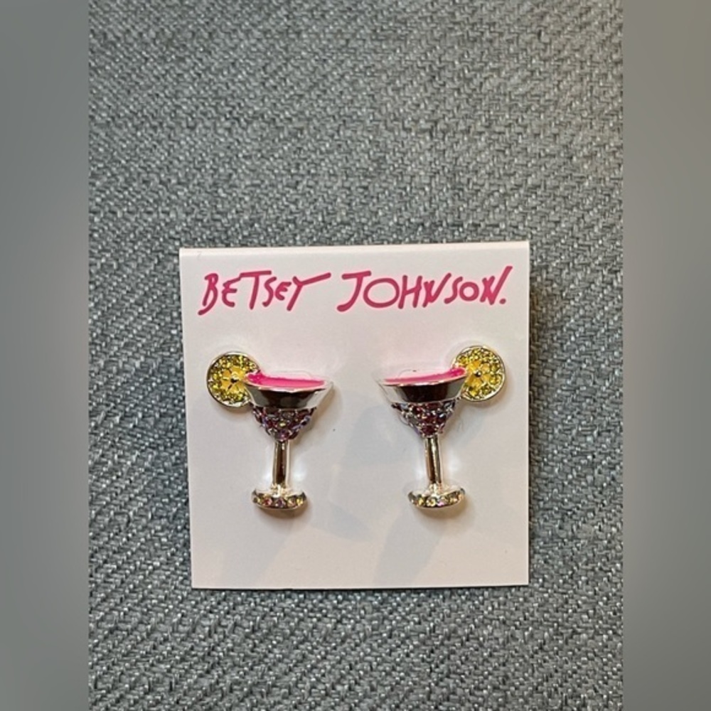 Betsey Johnson NWT Martini Lemon Glass Earrings